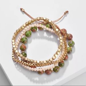 2/$45❤️‍🔥 Anthro Green Unakite Adjustable Beaded Bracelets